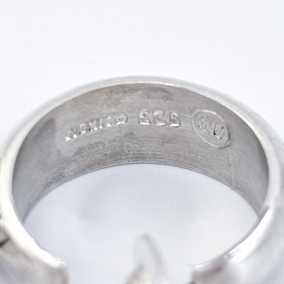 Vintage Mexico SU Sterling Silver 925 Engraved Wide Hoop Earrings - Picture 6 of 8